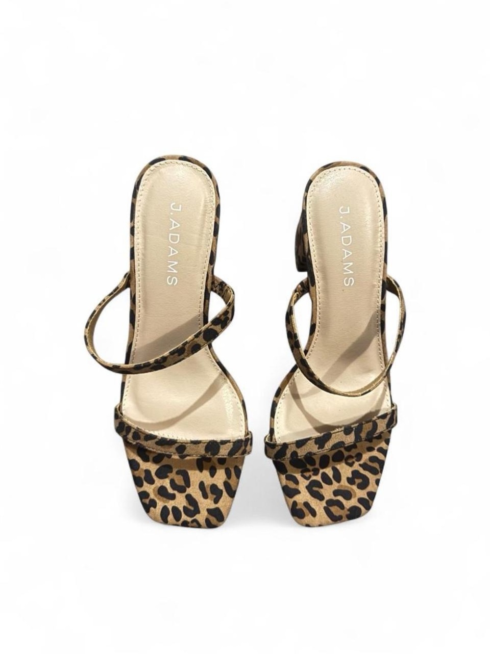 J. ADAMS Leopard Print Open-Toe Block Heels